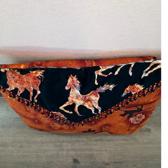 Western Beaded Pillow Handmade Throw Pillow With Horses - Picture 3 of 5